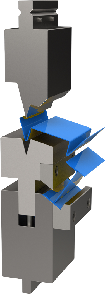Flattening-tool configuration with a folded edge beside an existing return flange.