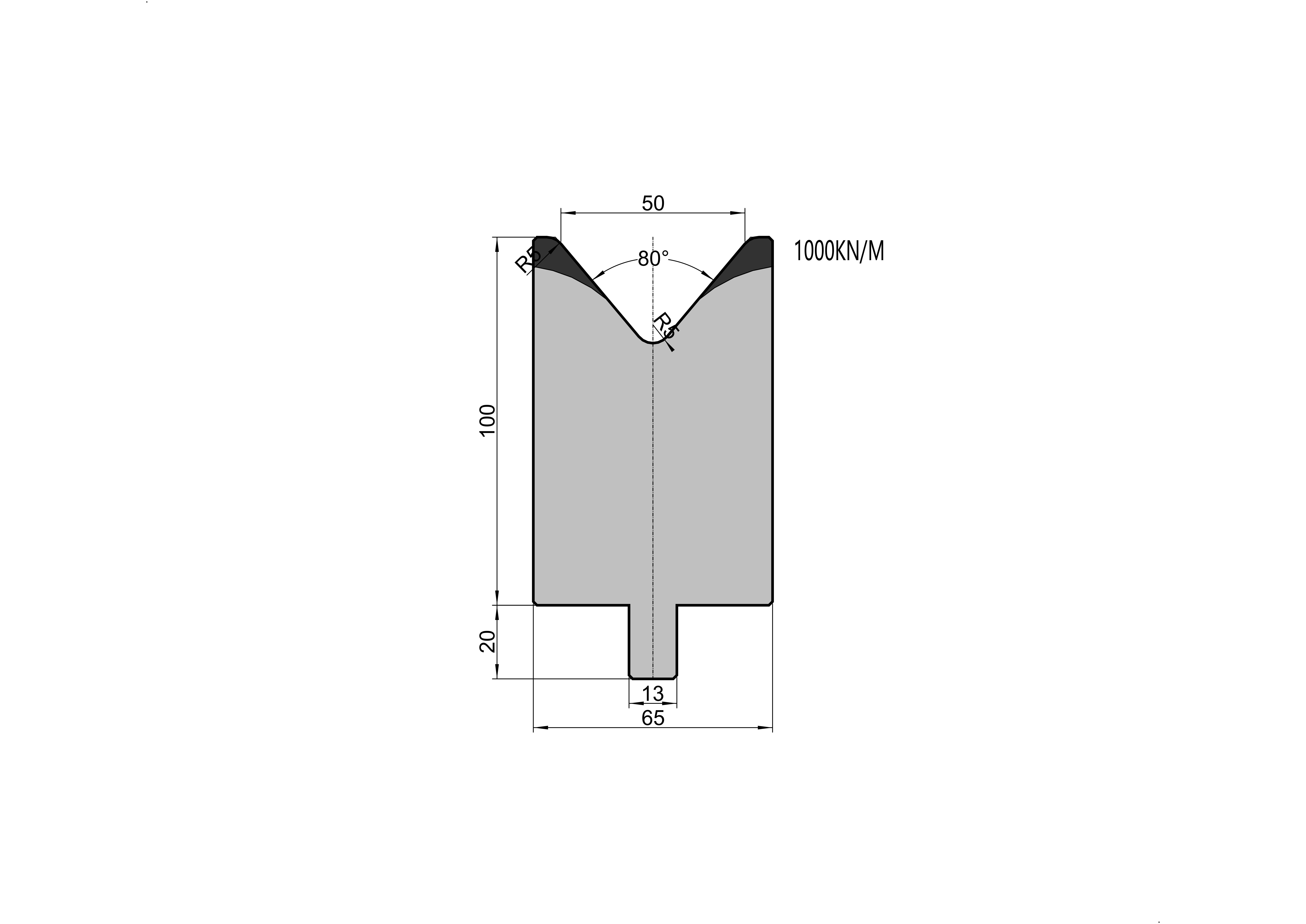 TRUMPF Die 25.21 - 80° V=50 mm press brake tooling