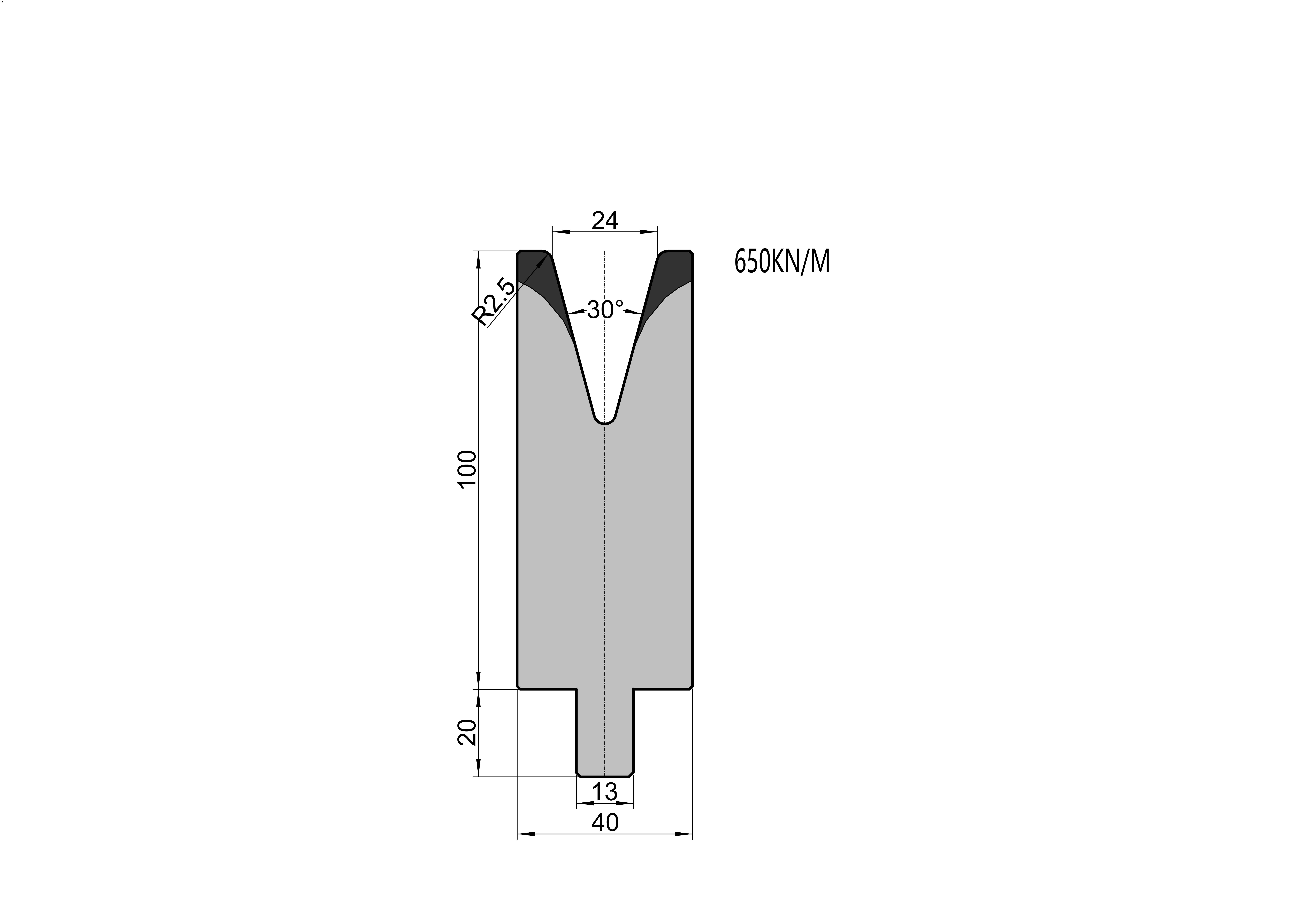 TRUMPF Die 25.407 - 30° V=24 mm press brake tooling