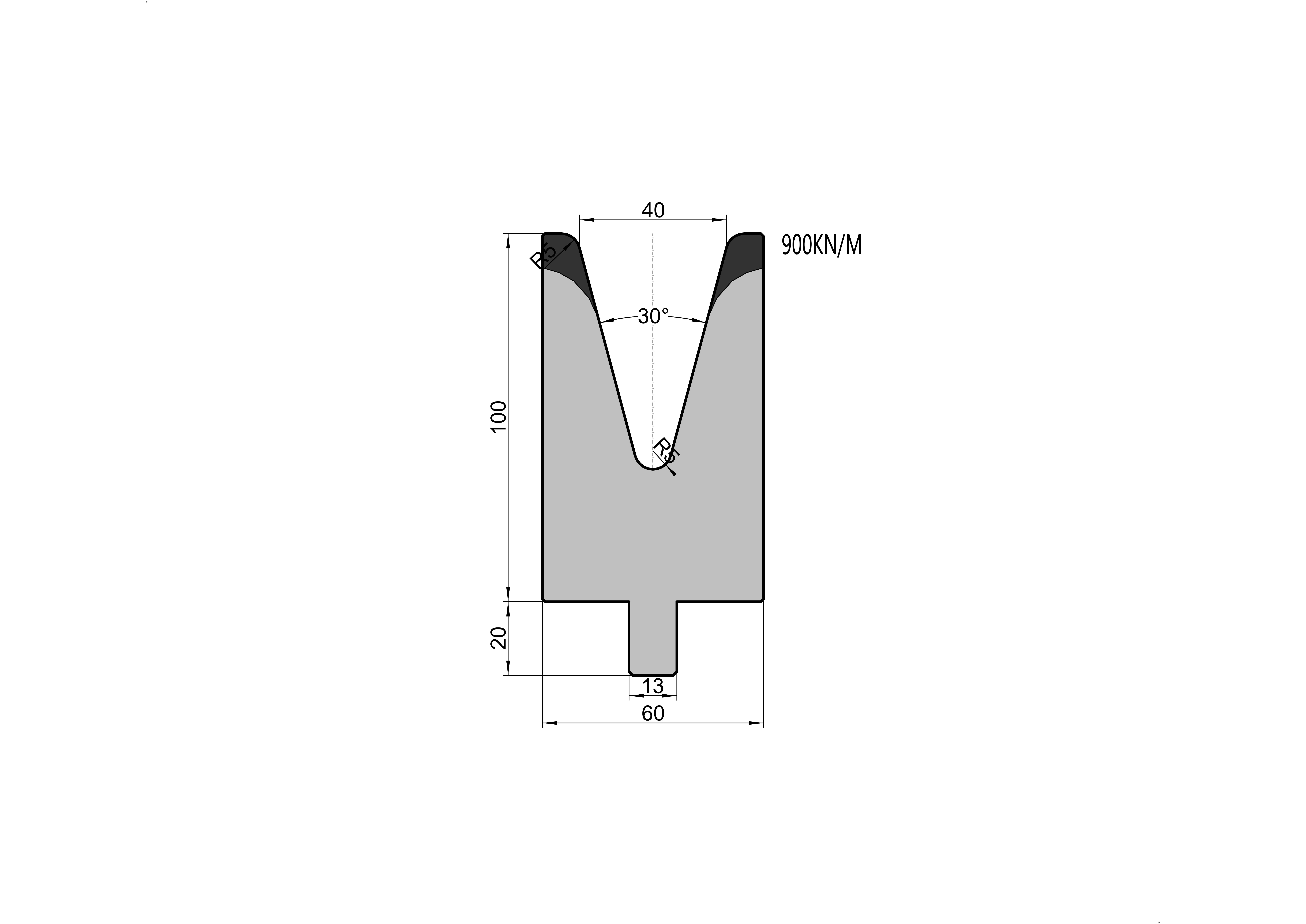 TRUMPF Die 25.409 - 30° V=40 mm press brake tooling