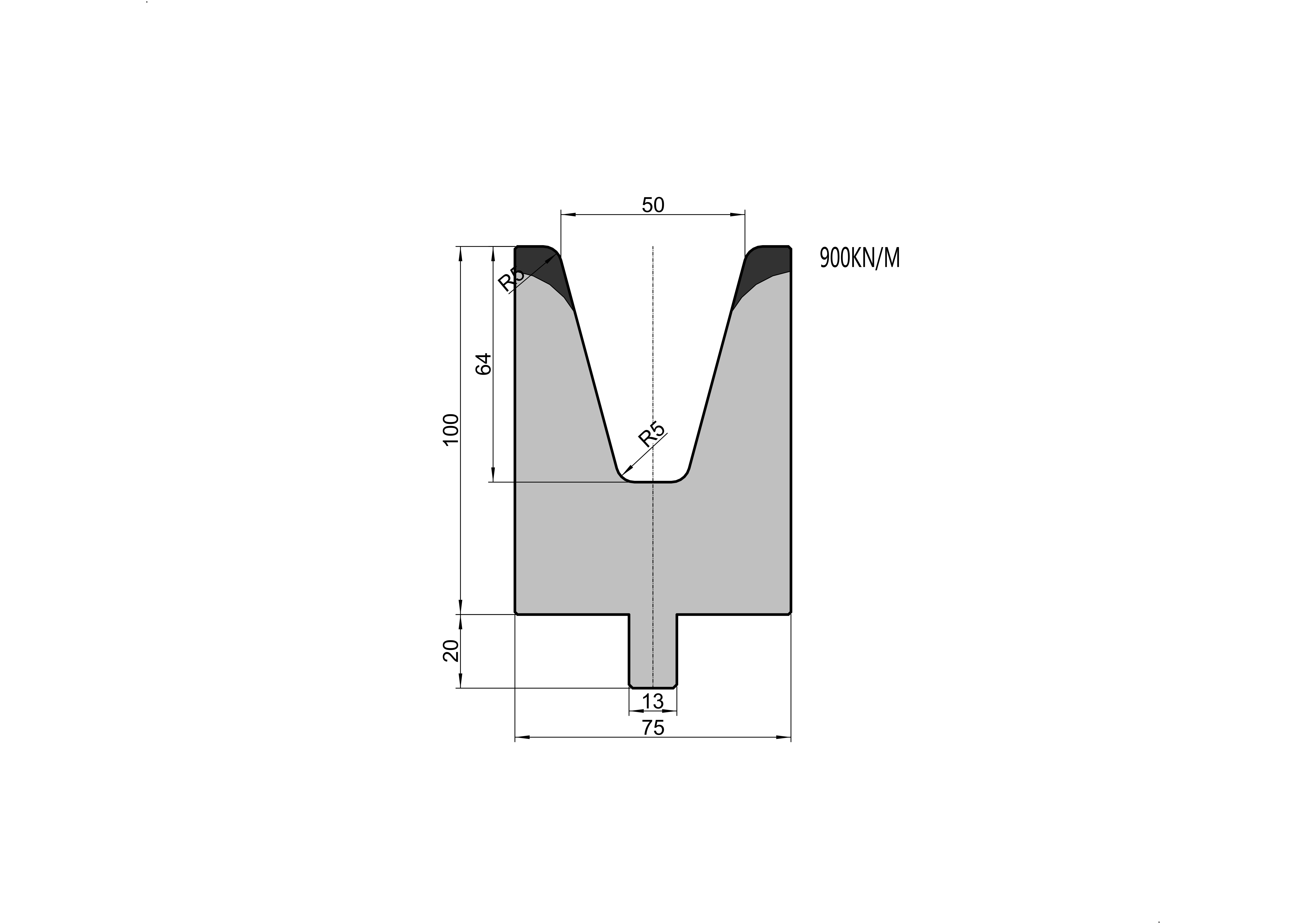TRUMPF Die 25.41 - 30° V=50 mm press brake tooling
