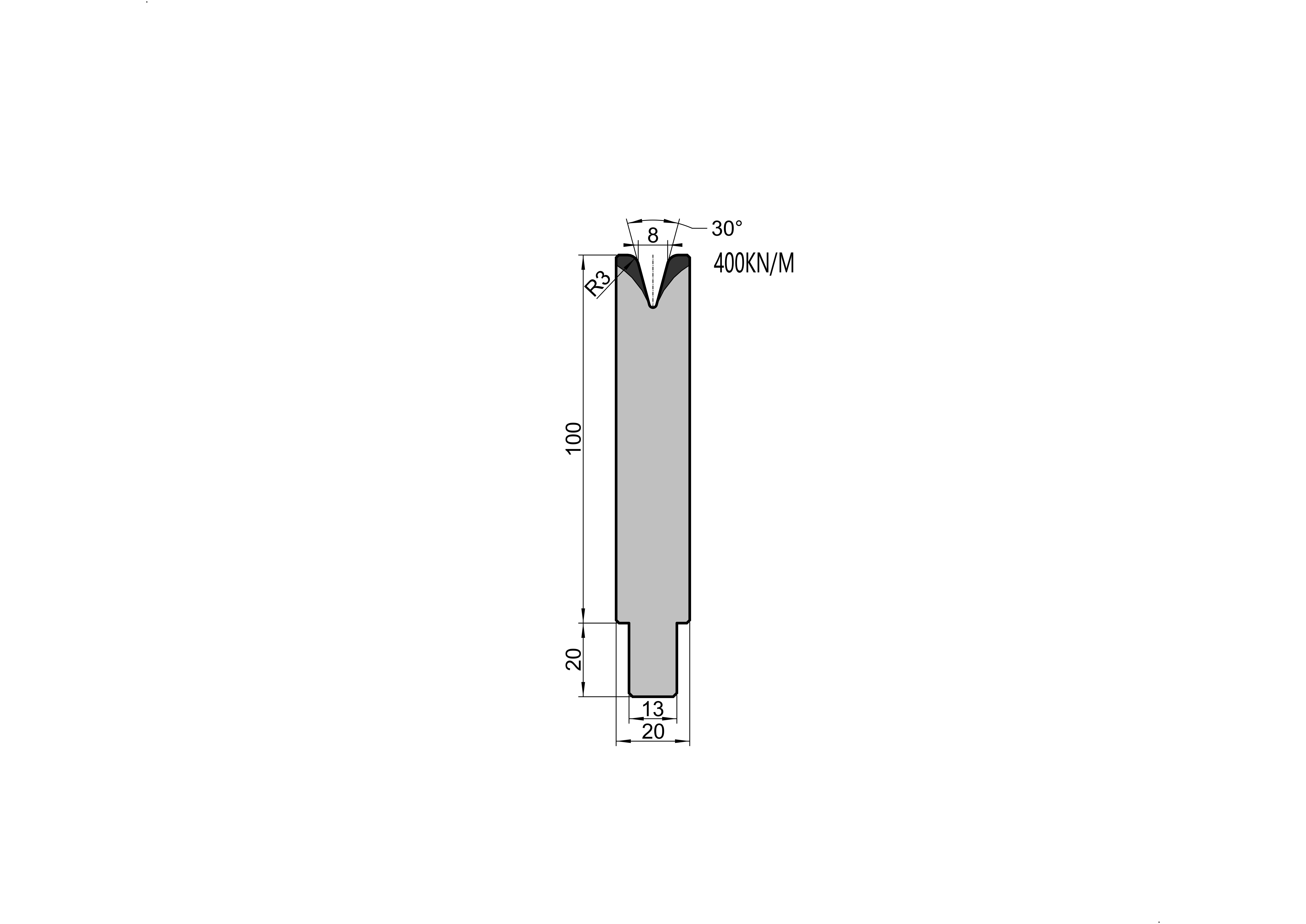 TRUMPF Die 25.422 - 30° V=8 mm press brake tooling