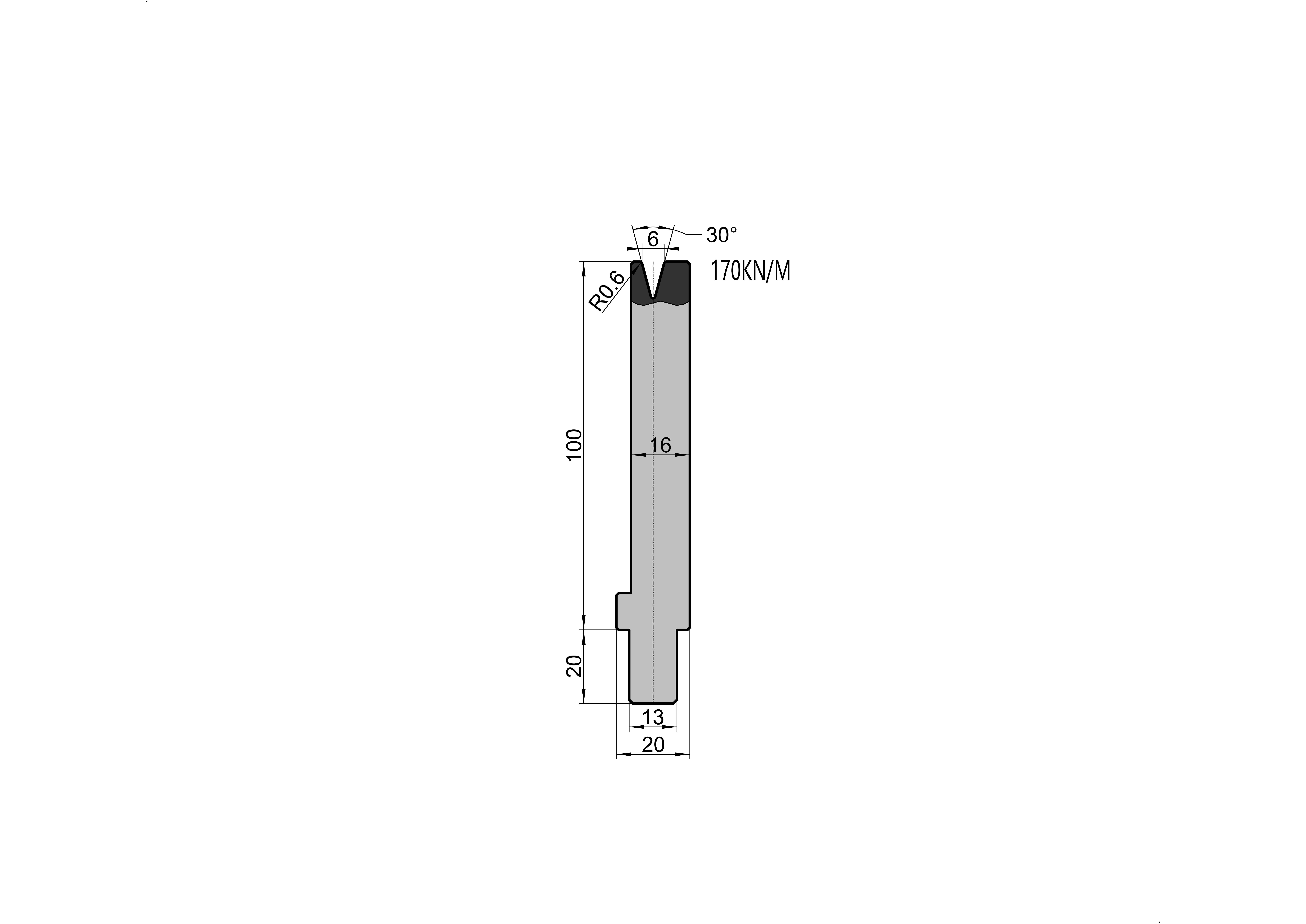 TRUMPF Die 25.501 - 30° V=6 mm press brake tooling