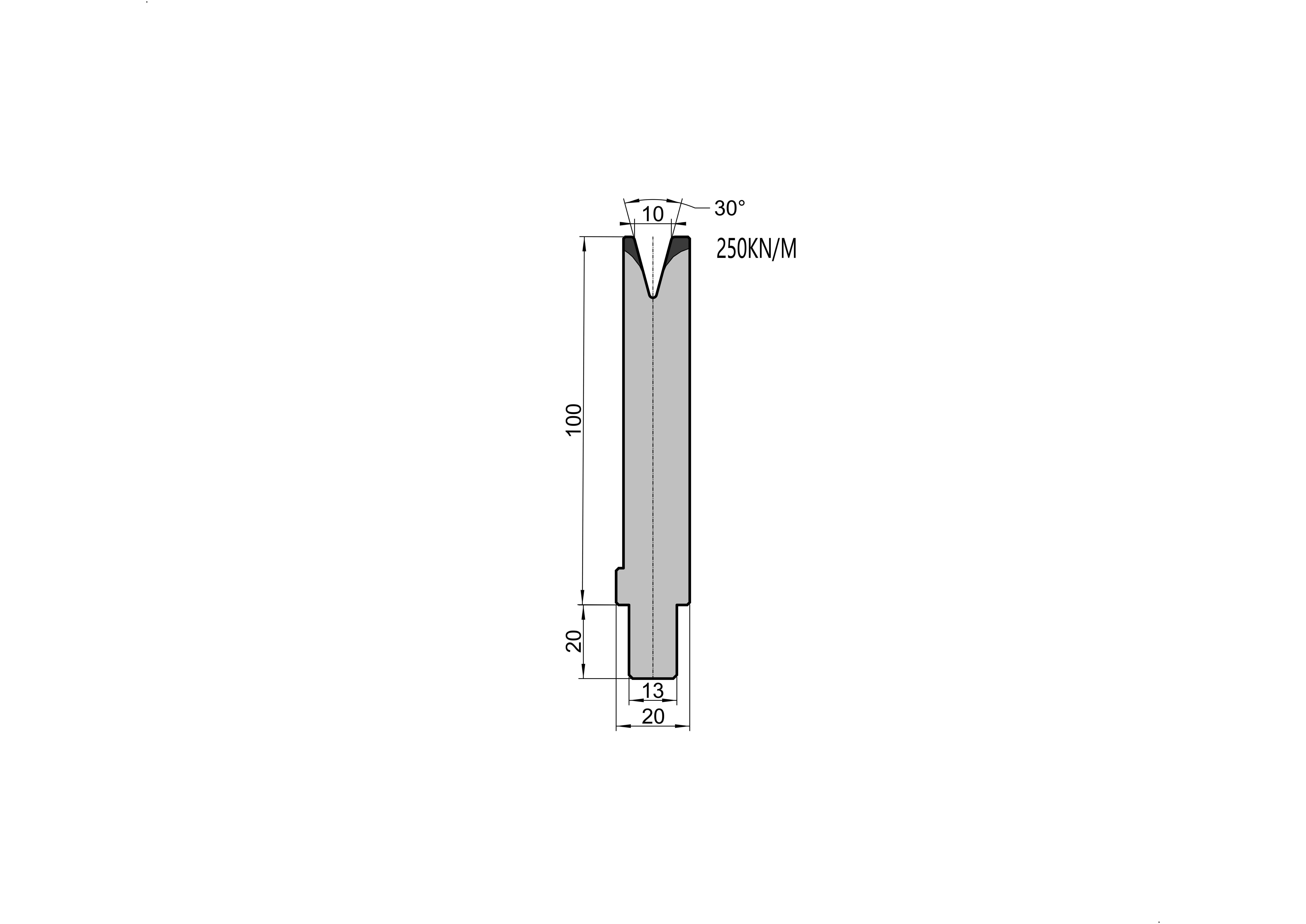 TRUMPF Die 25.503 - 30° V=10 mm press brake tooling