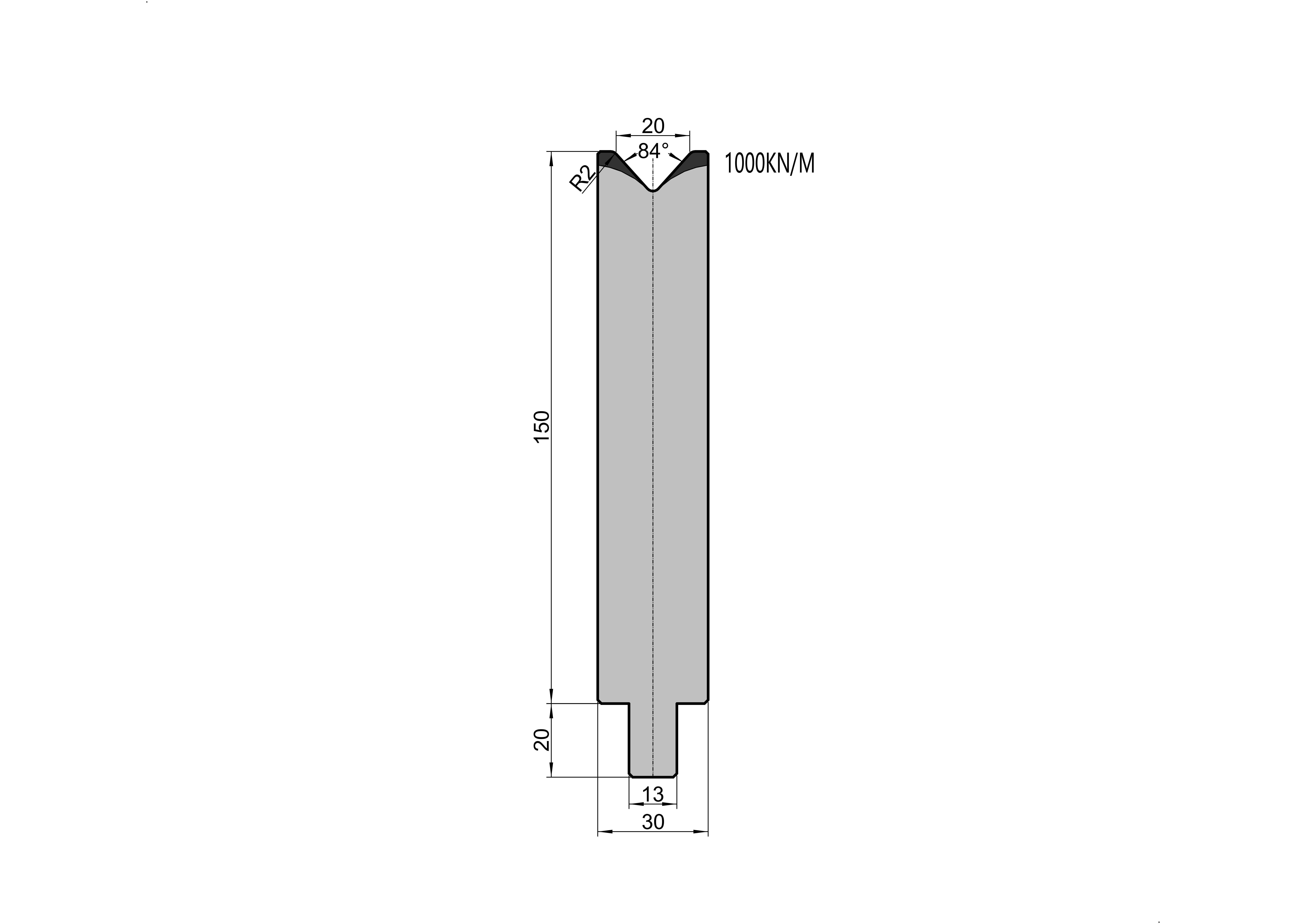 TRUMPF Die 25.626 - 84° V=20 mm press brake tooling