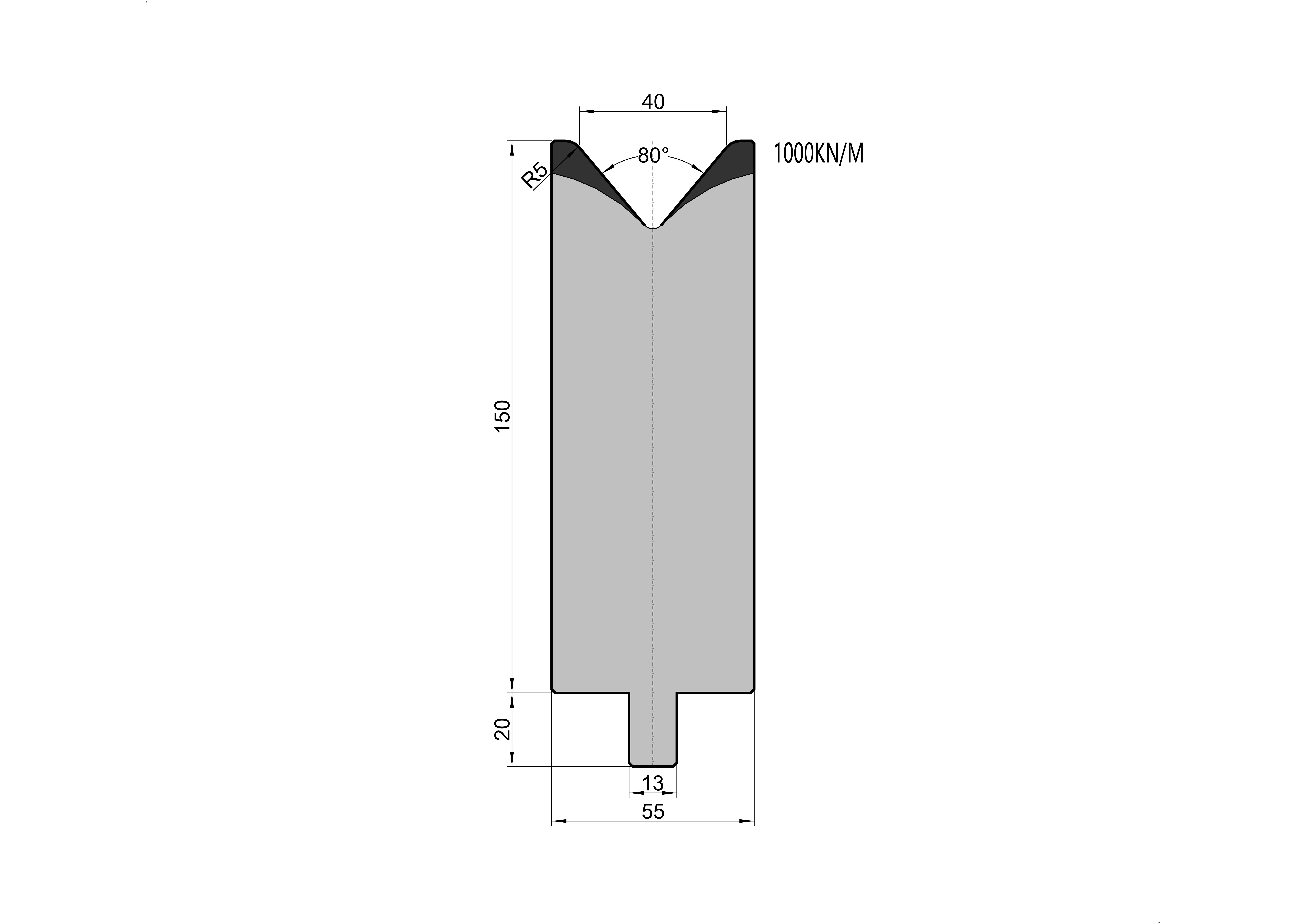 TRUMPF Die 25.629 - 80° V=40 mm press brake tooling