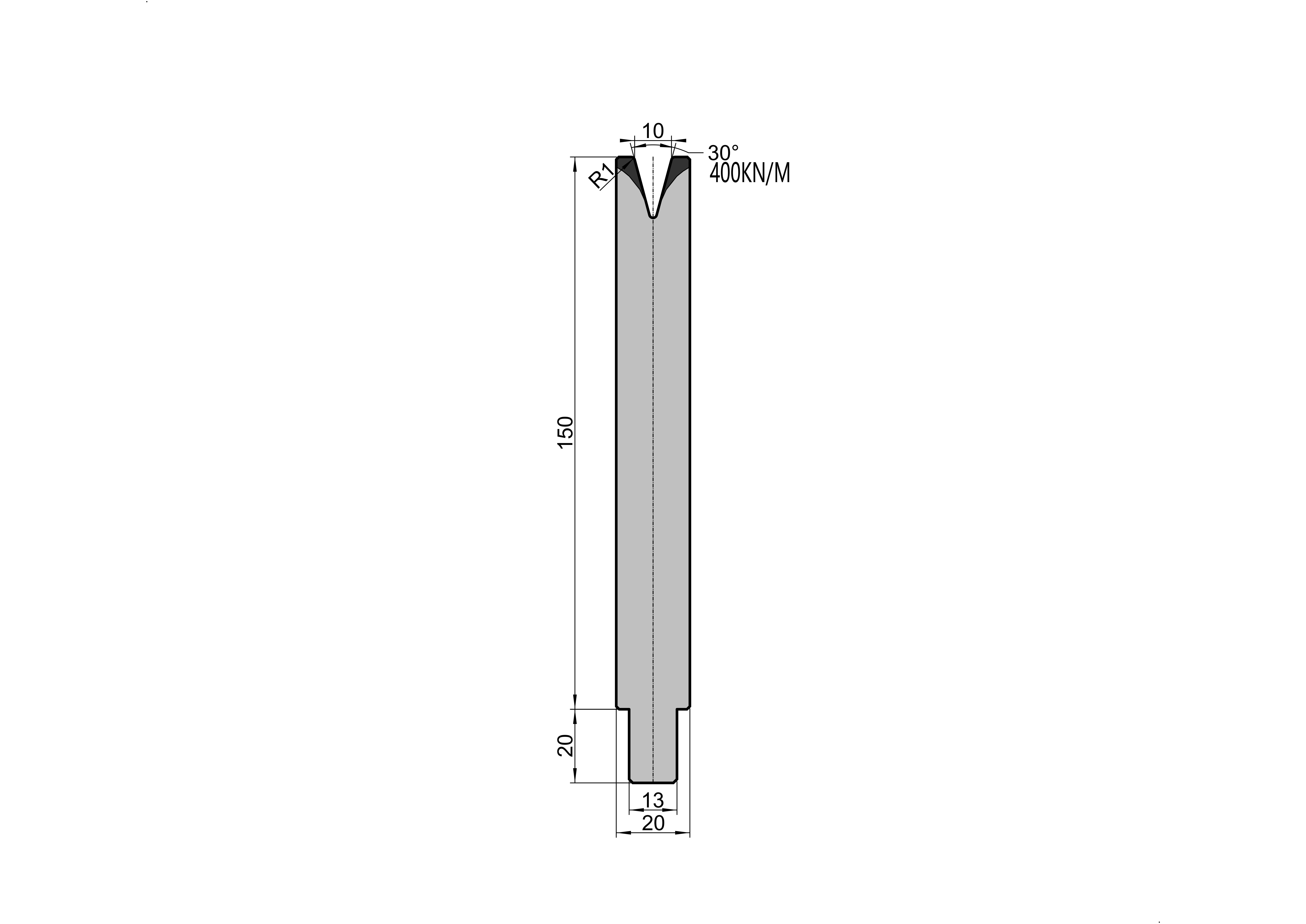 TRUMPF Die 25.903 - 30° V=10 mm press brake tooling