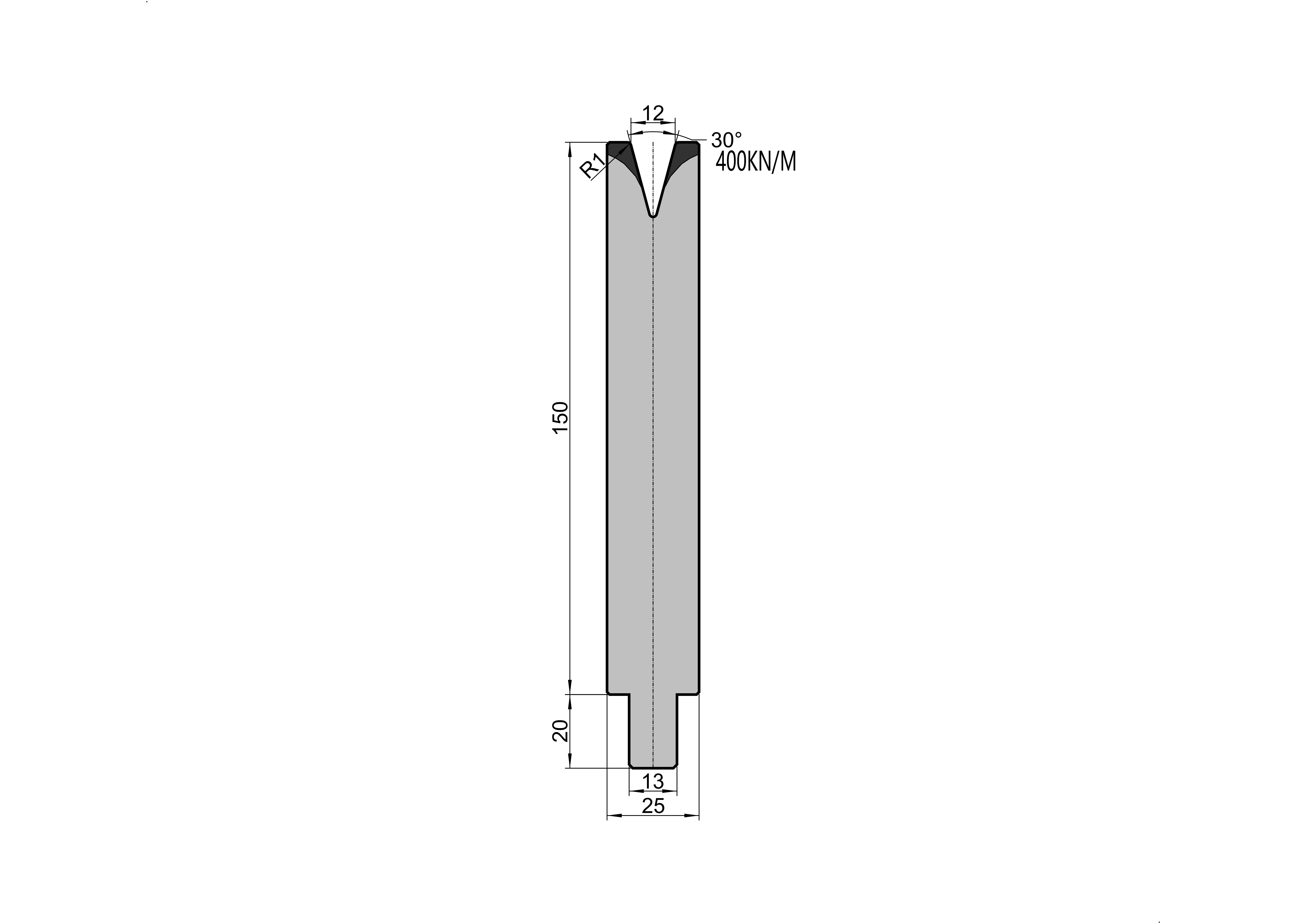 TRUMPF Die 25.904 - 30° V=12 mm press brake tooling