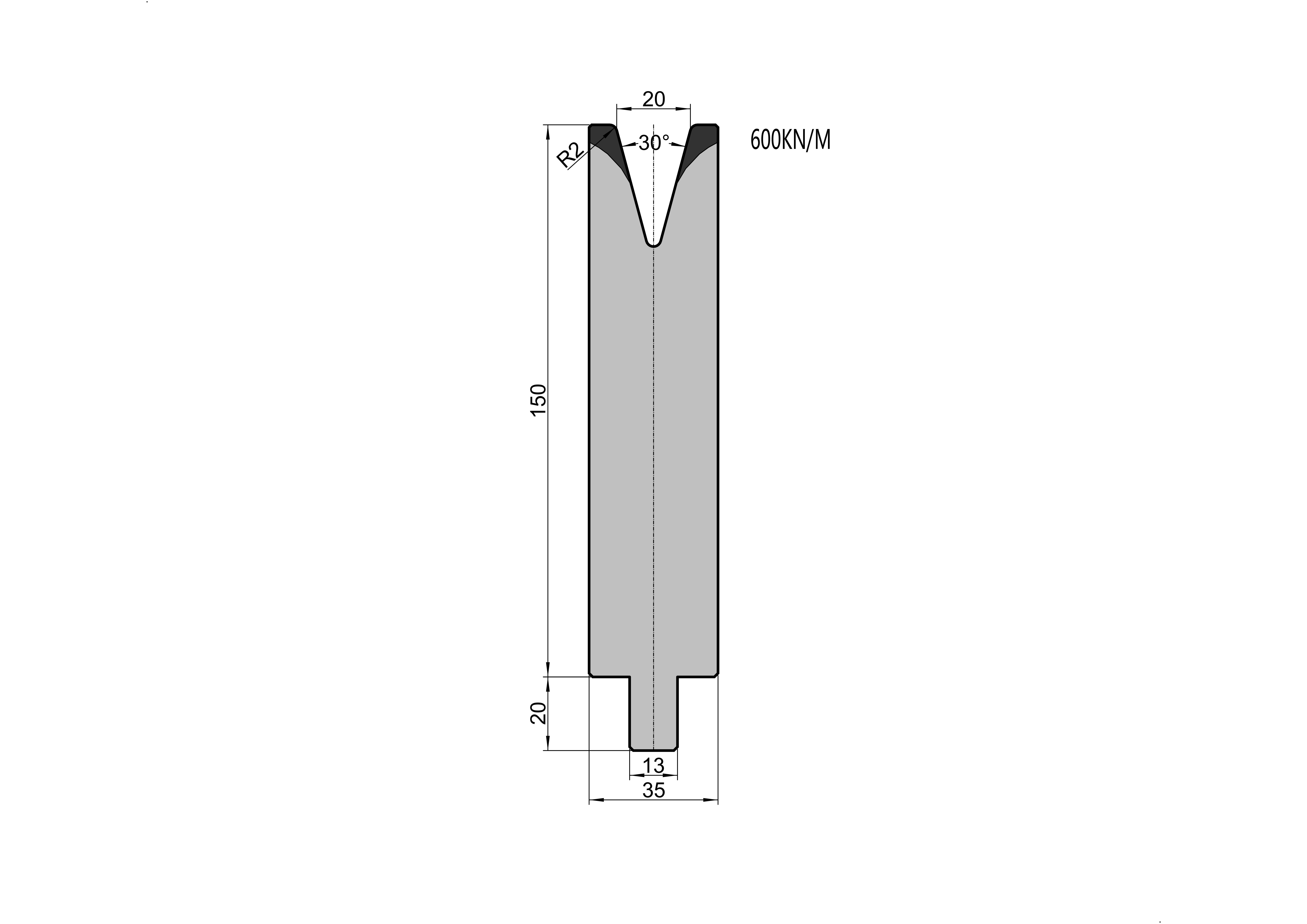 TRUMPF Die 25.906 - 30° V=20 mm press brake tooling