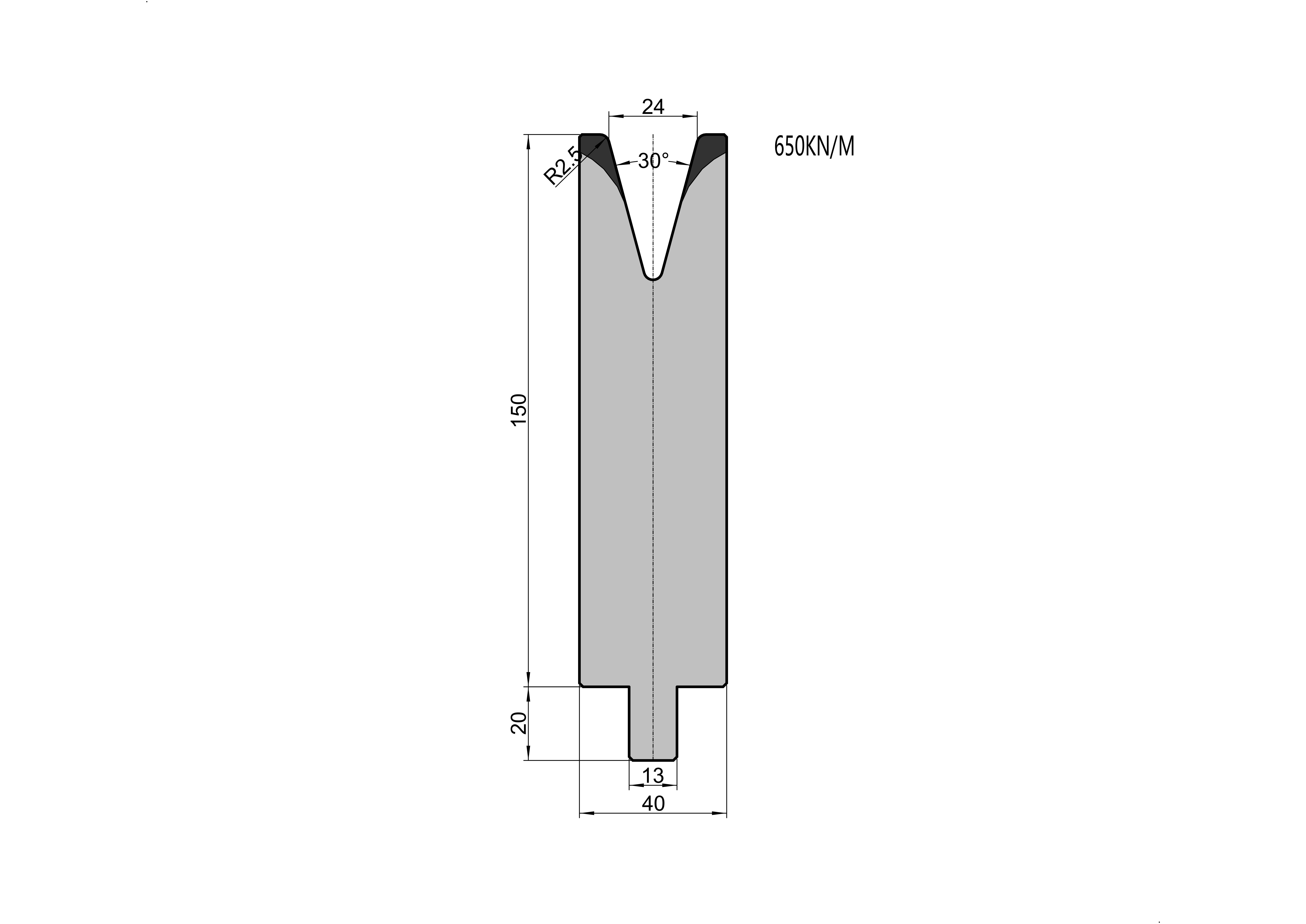 TRUMPF Die 25.907 - 30° V=24 mm press brake tooling