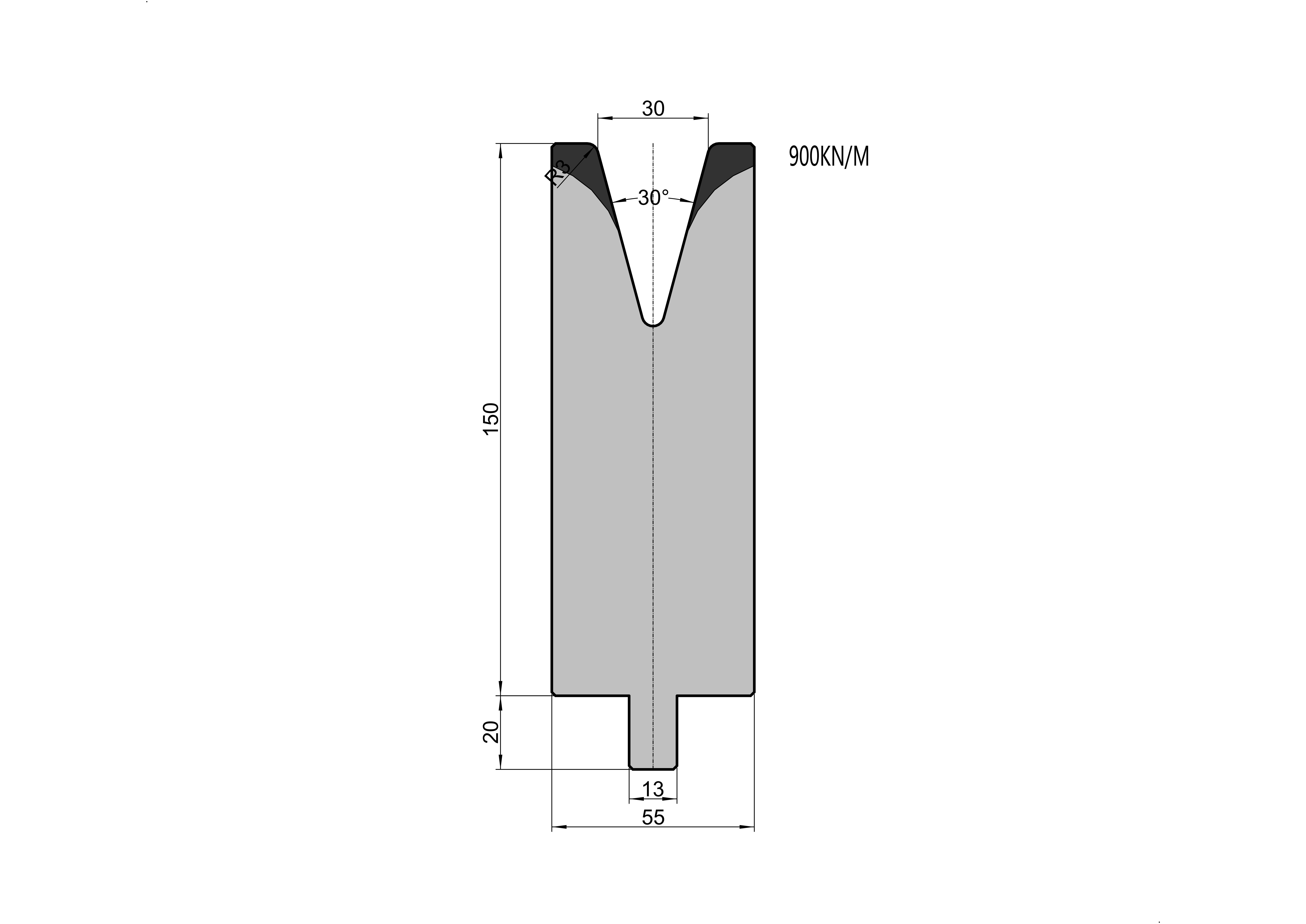 TRUMPF Die 25.908 - 30° V=30 mm press brake tooling