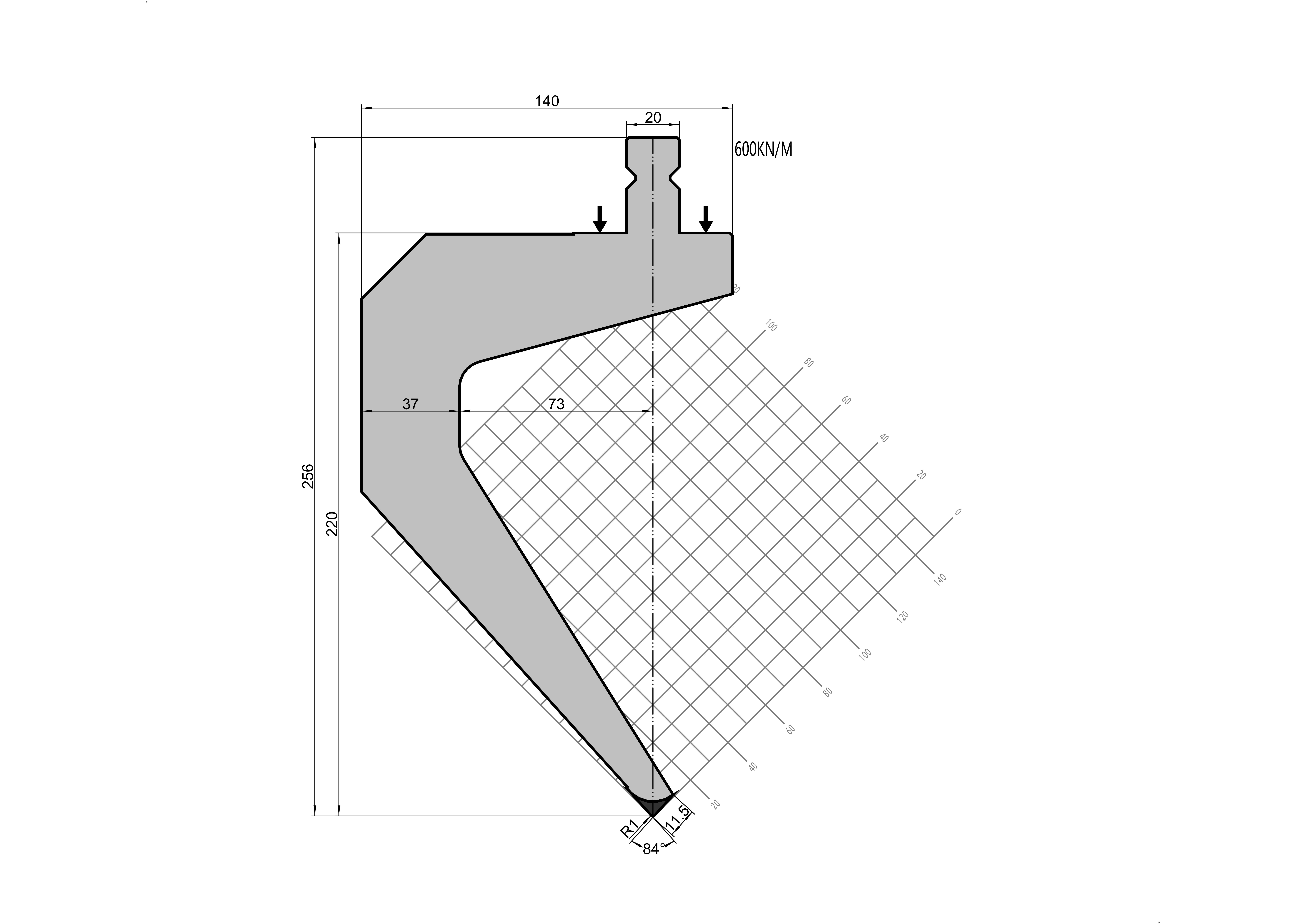TRUMPF Punch 15.79 - 84° H220 mm press brake tooling