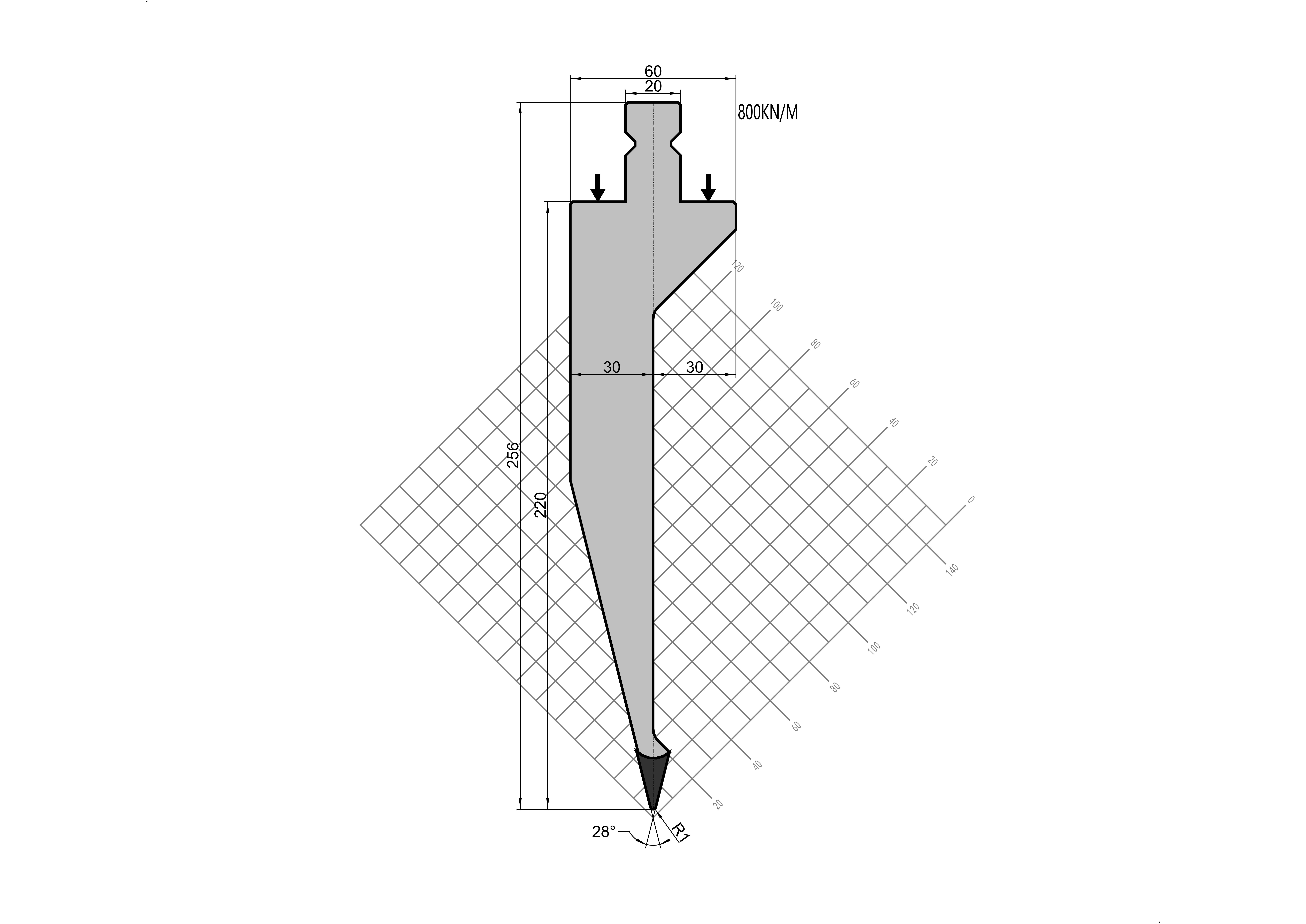 TRUMPF Punch 15.72 - 28° H220 mm press brake tooling