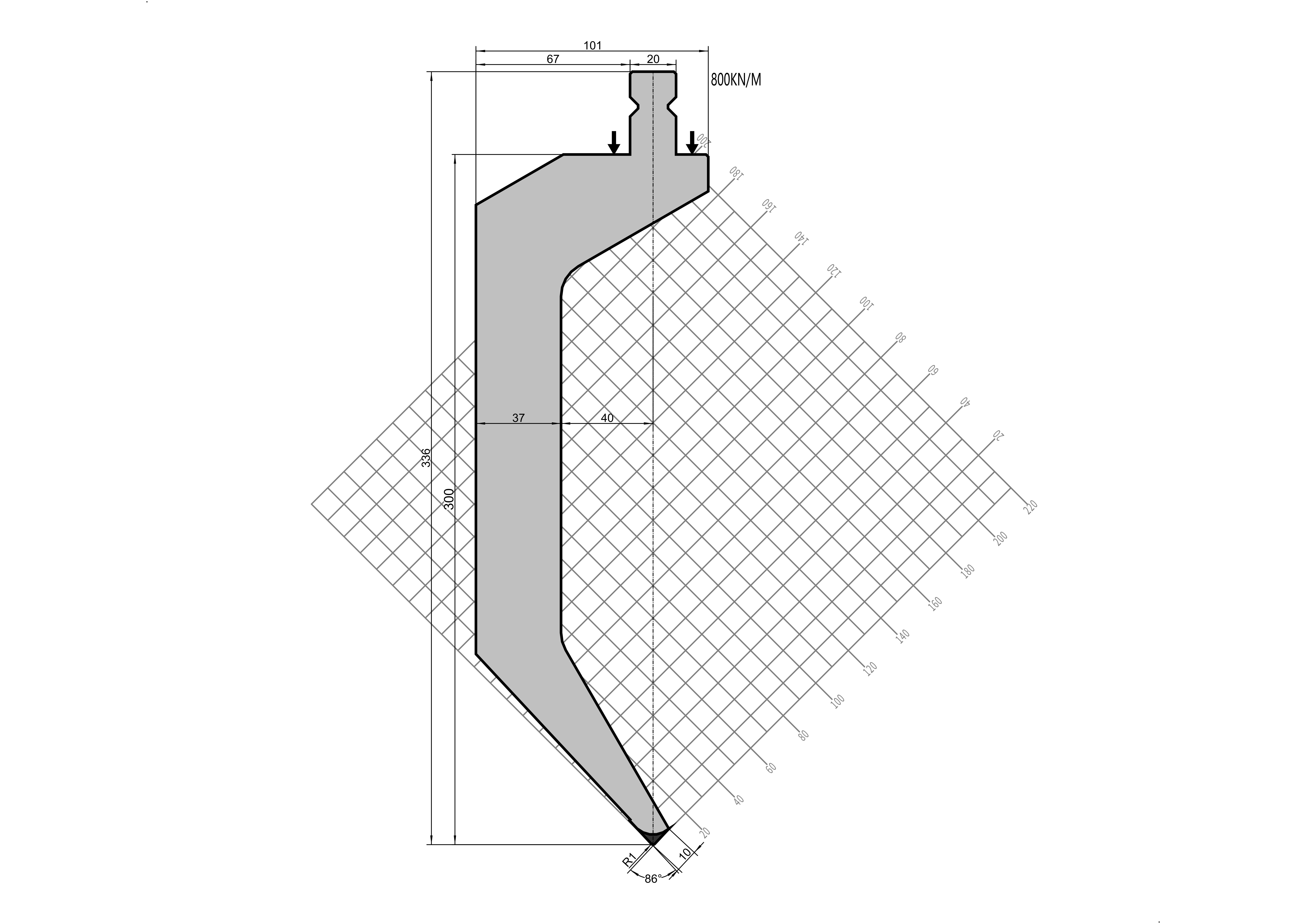 TRUMPF Punch 15.8 - 86° H300 mm press brake tooling