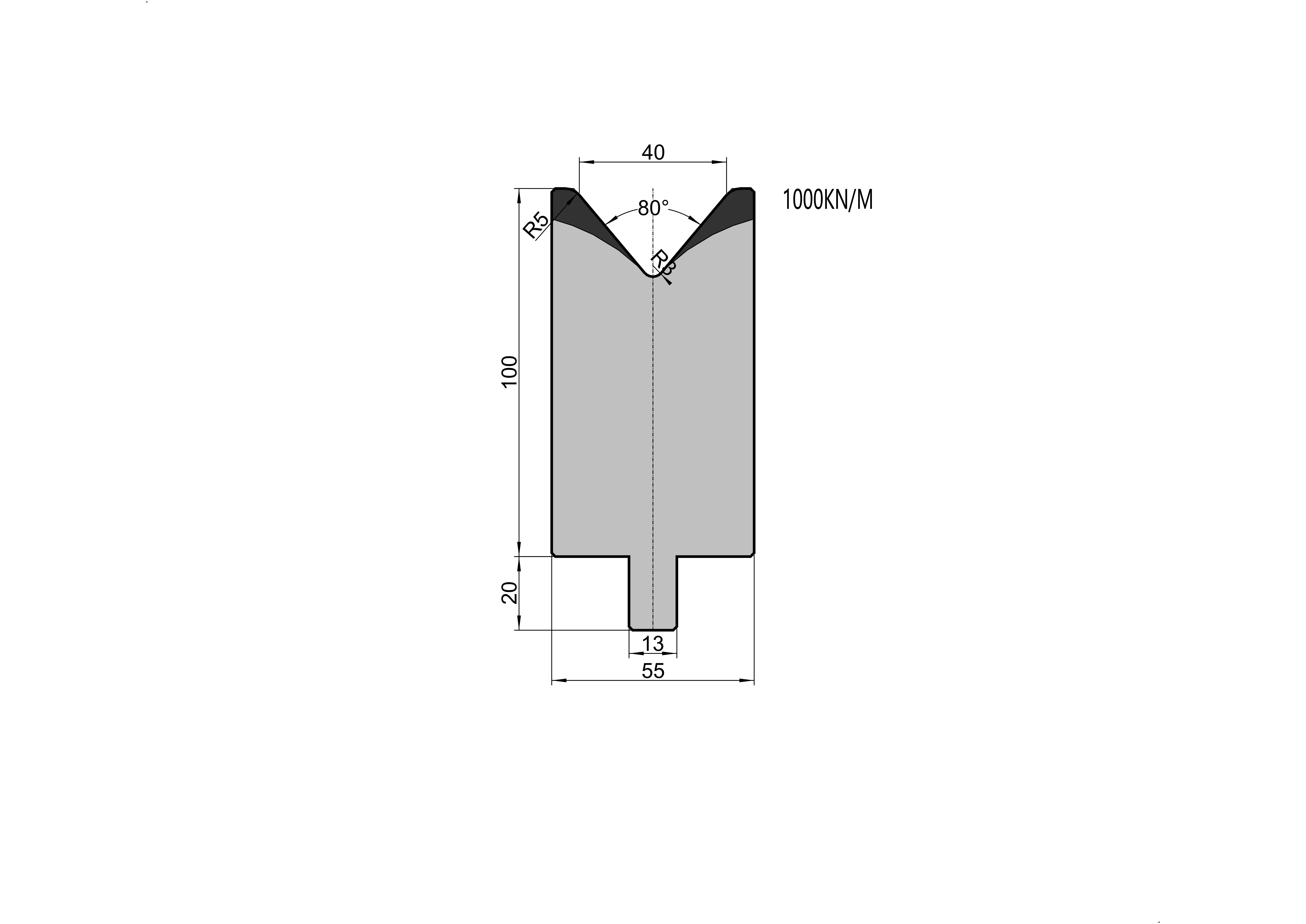 TRUMPF Die 25.209 - 80° V=40 mm press brake tooling