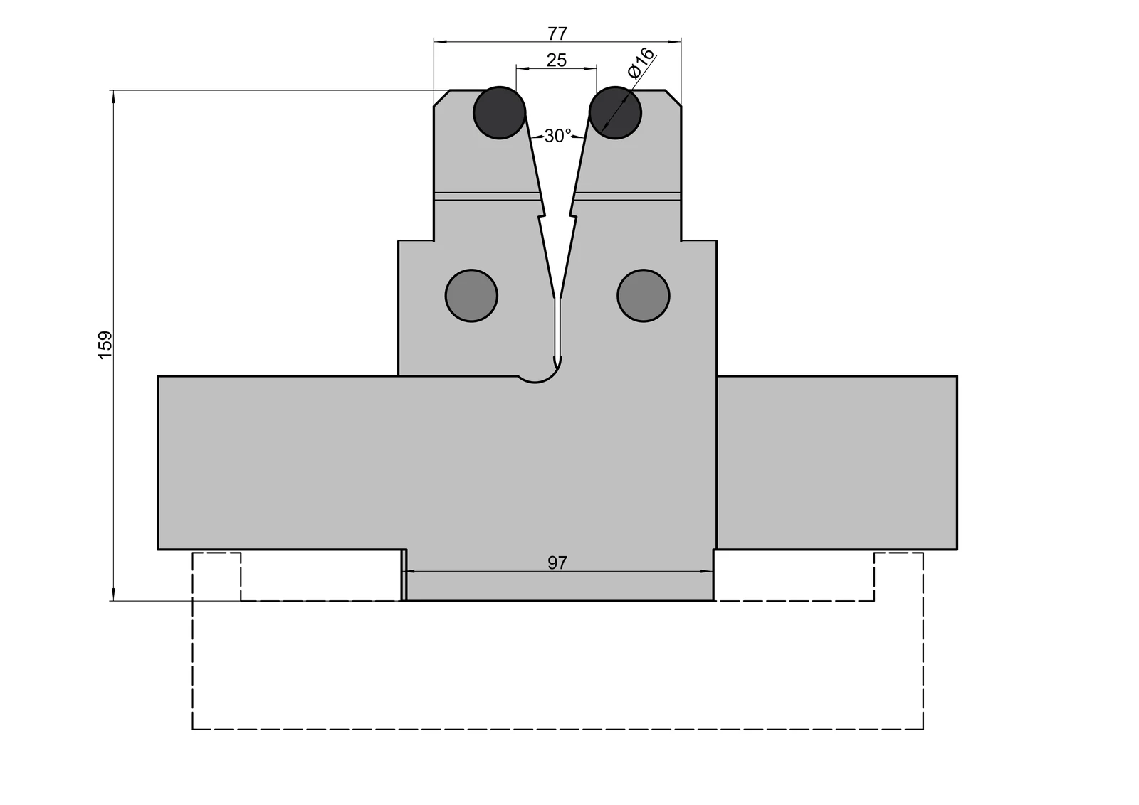 Adjustable Die 65.125 - V25-125 mm press brake tooling