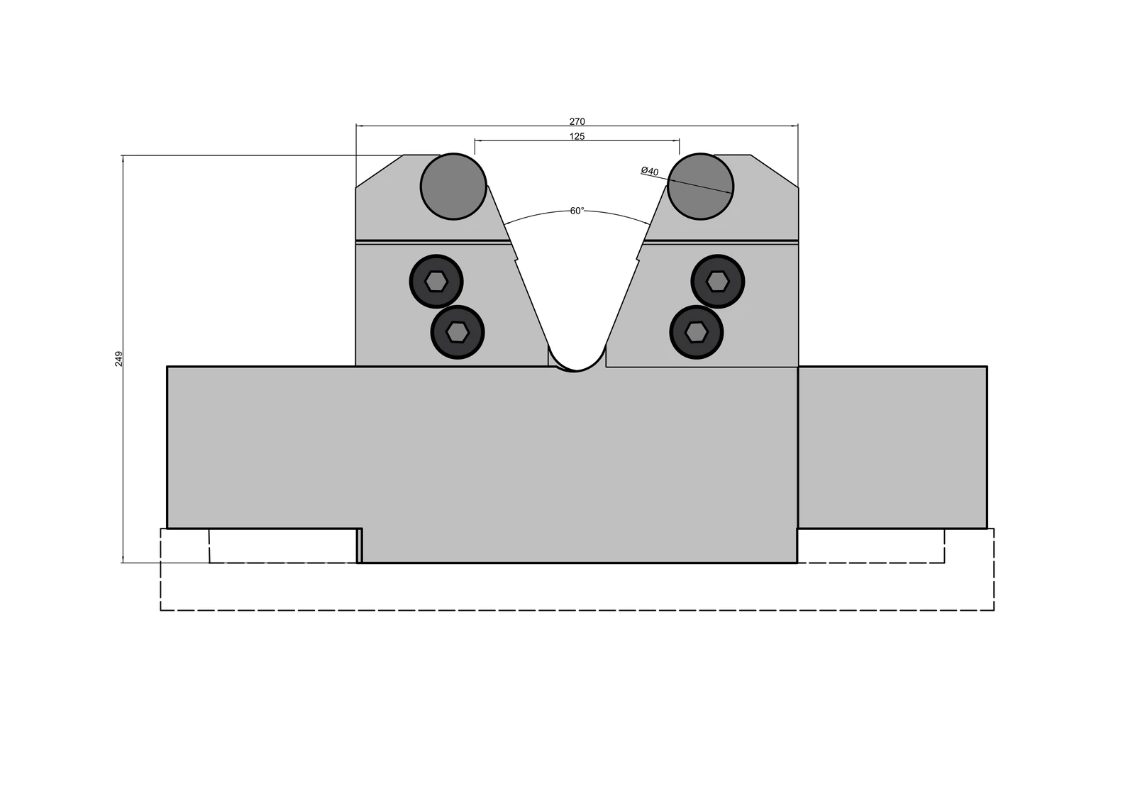 Adjustable Die 65.300 - V120-300 mm press brake tooling