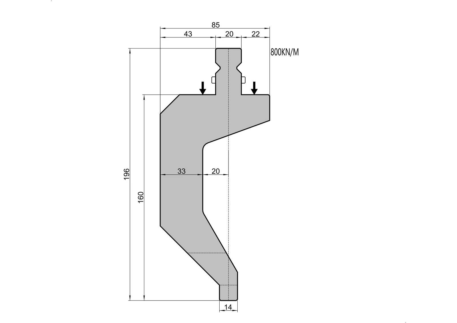Radius Punch 15.014 - R7.0-50.0 mm press brake tooling